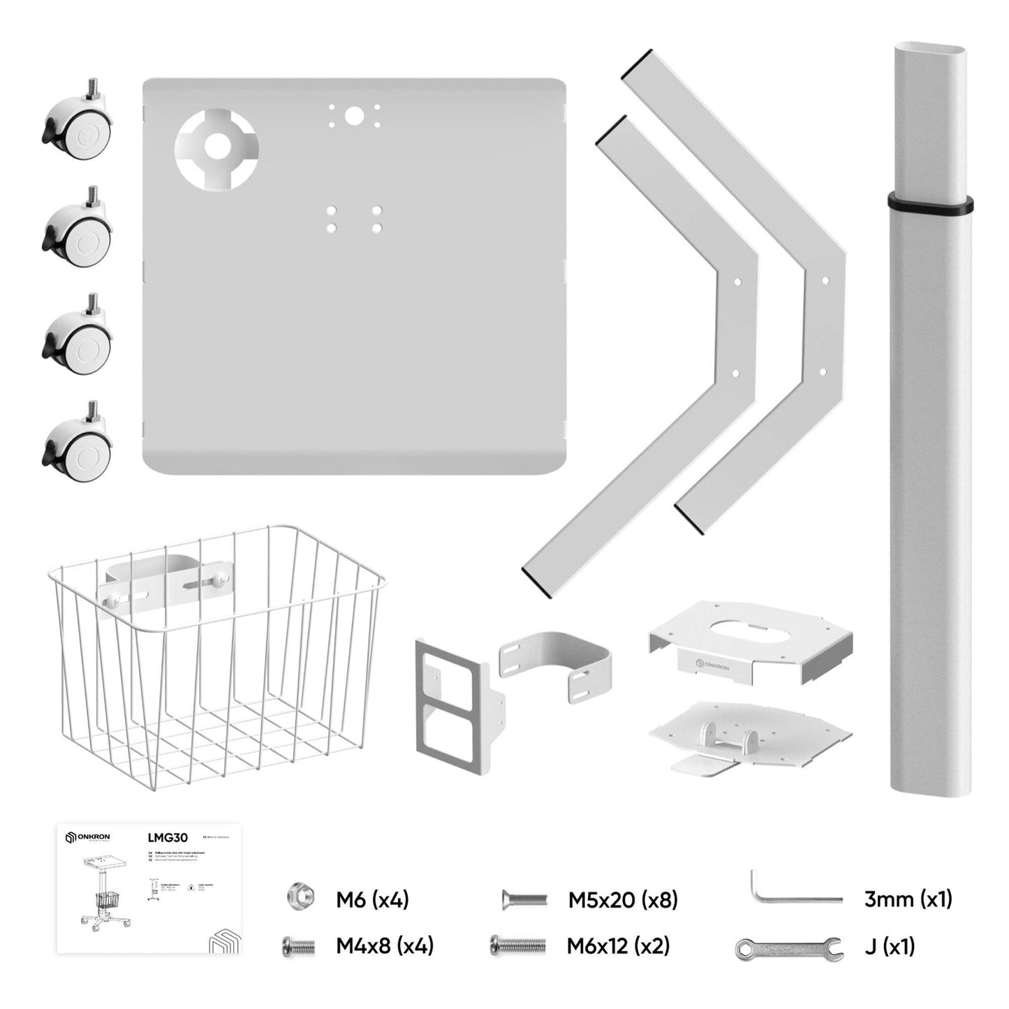 Hospital Style White Mobile Stand-Up Computer Desk Portable Workstation-4