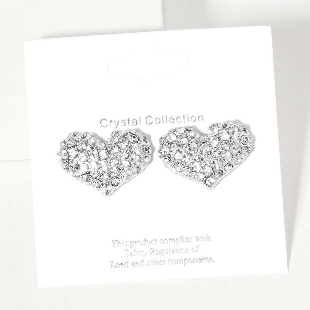 Crystal Pave Heart Stud Earrings