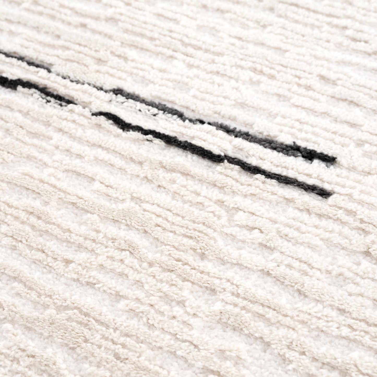 Riad Black Striped White Rug with Tassels-5