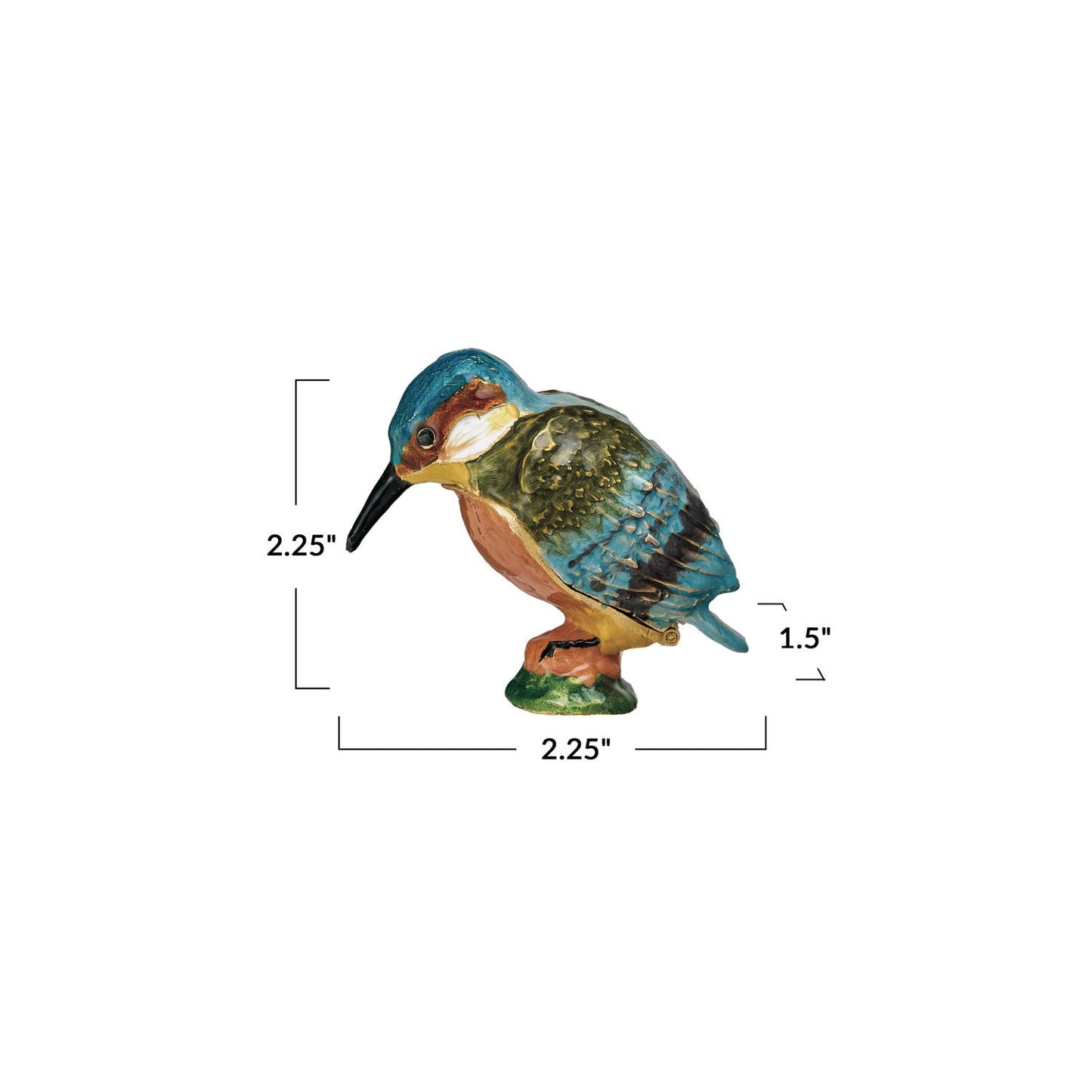 Kingfisher Bird Enameled Metal Trinket Box