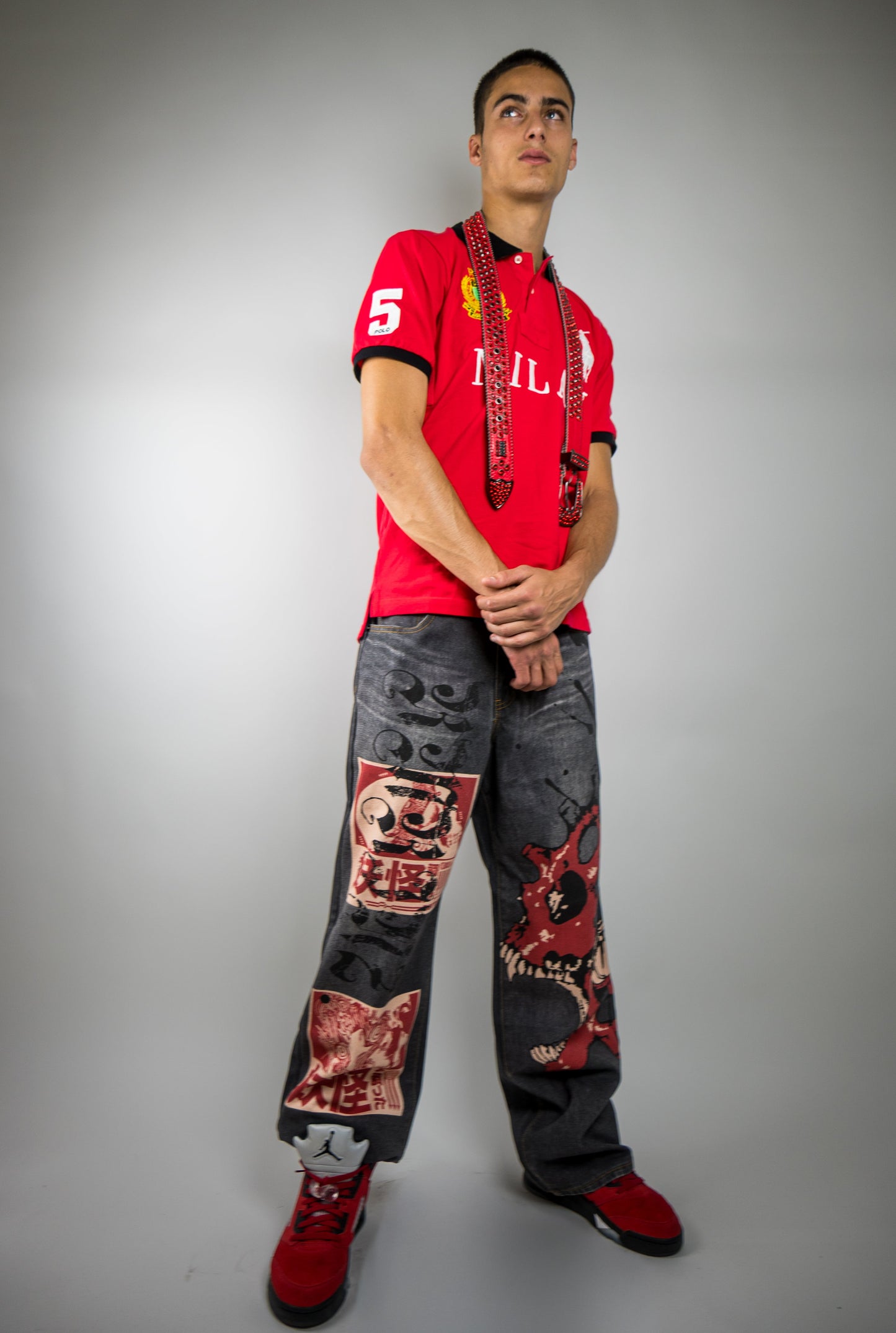 RM200B - Graphic Printed Baggy Jeans