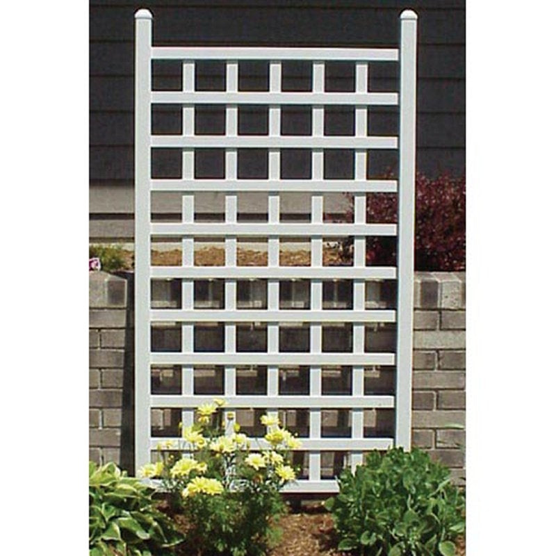 5 Ft White Vinyl Garden Trellis with Classic Lattice Design-0