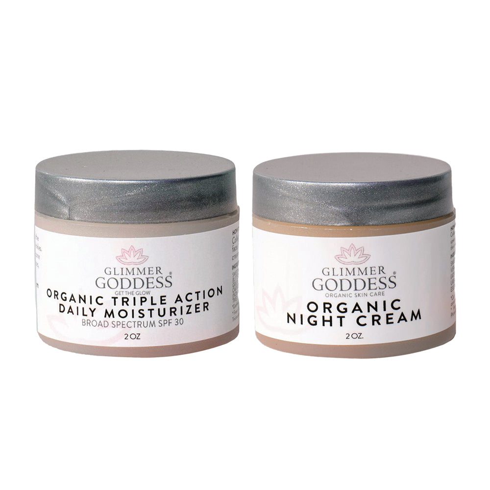 Organic Day & Night Duo – Triple Action SPF 30 Moisturizer + Skin Renewal Night Cream Bundle