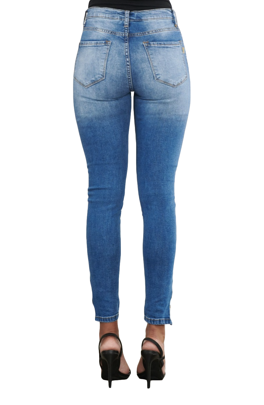 {E750} Skinny Distressed Jeans w/ ankle zipper