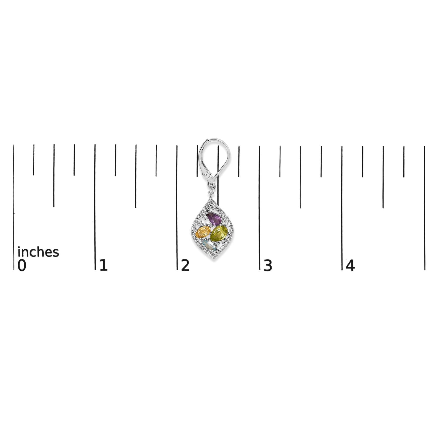 Sterling Silver Diamond Accent Multi Stone Rhombus Drop Earrings-4