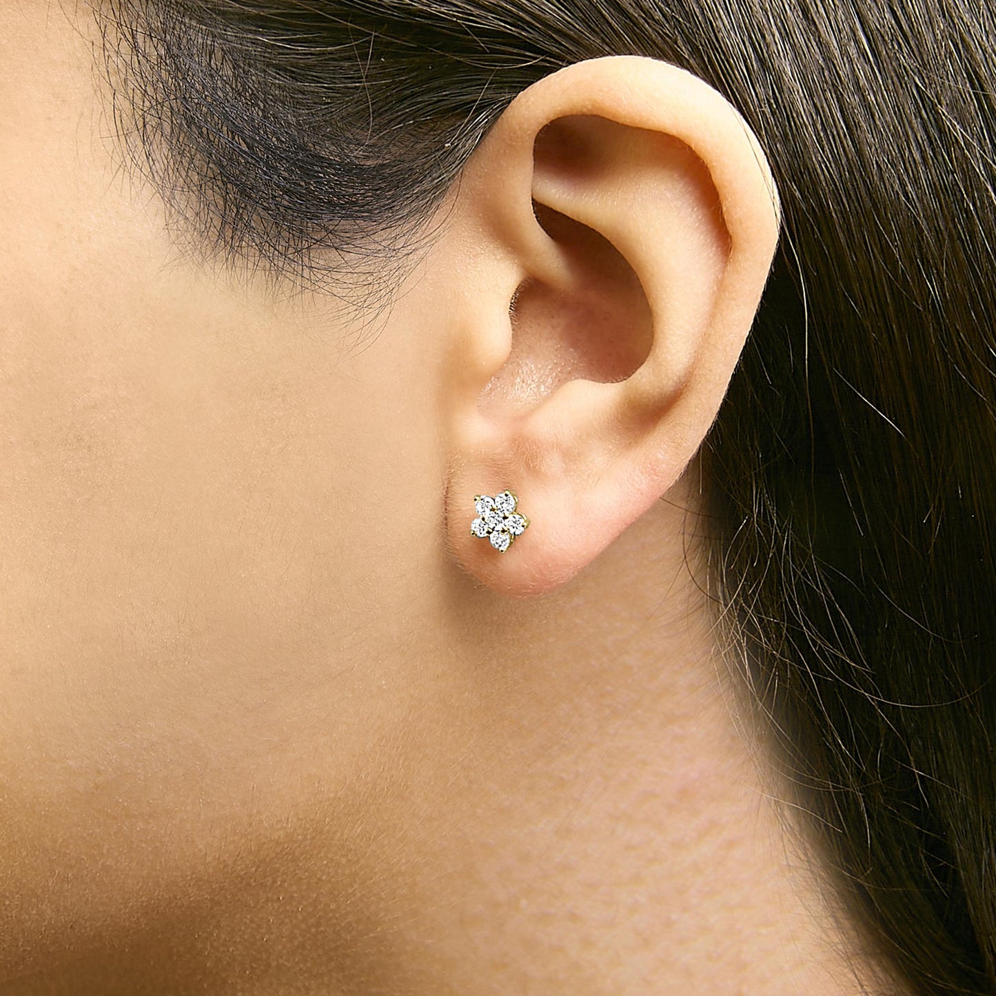 10K Gold 1/2 Cttw Lab Grown Diamond Star Stud Earrings-4