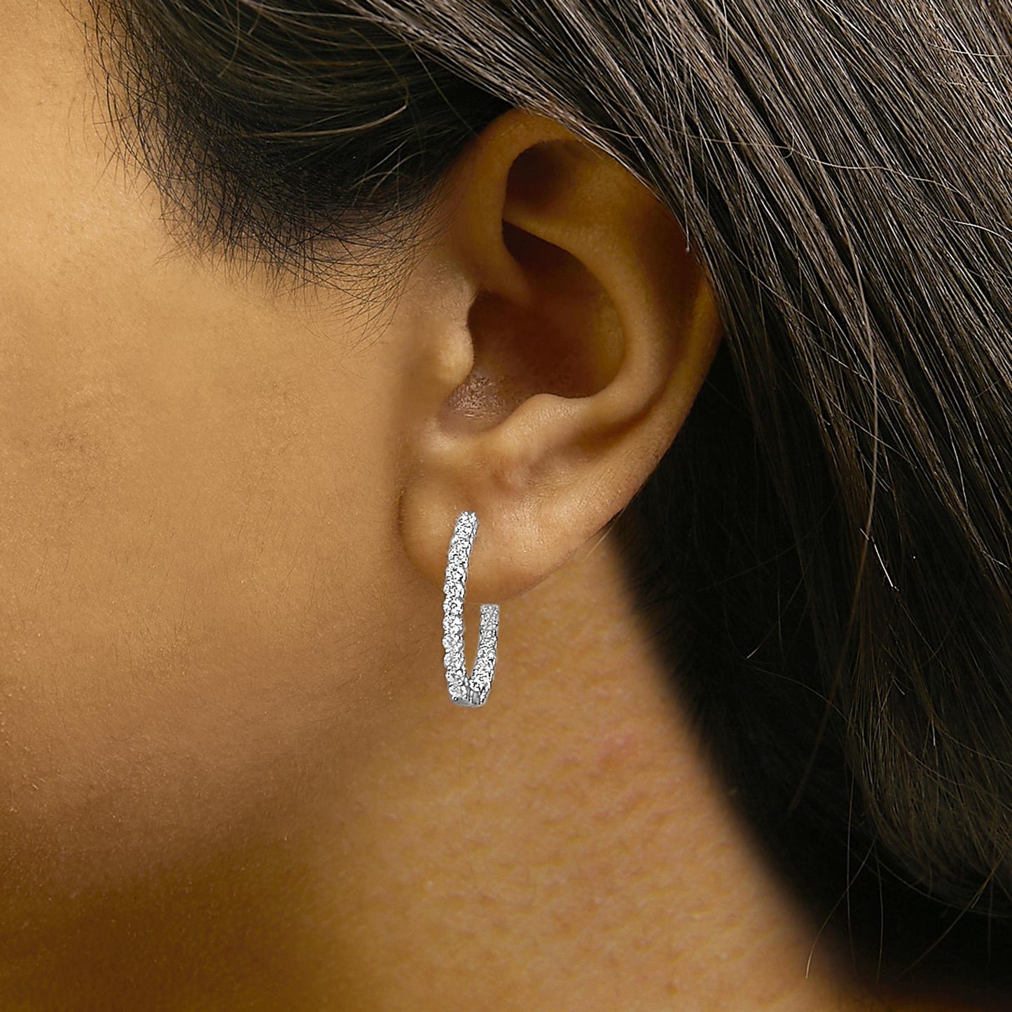 14K Gold 1.0 Cttw Oval Lab Grown Diamond Hoop Earrings-4