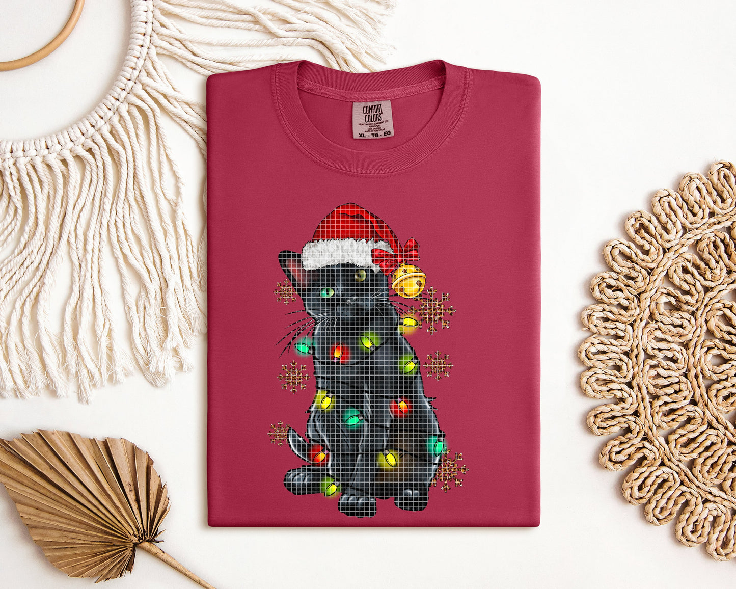 Christmas Lights Cat Graphic Tee