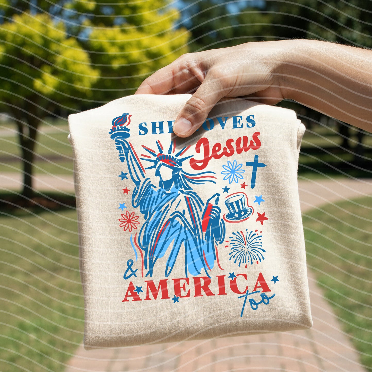 She Loves Jesus and America Too Graphic Tee