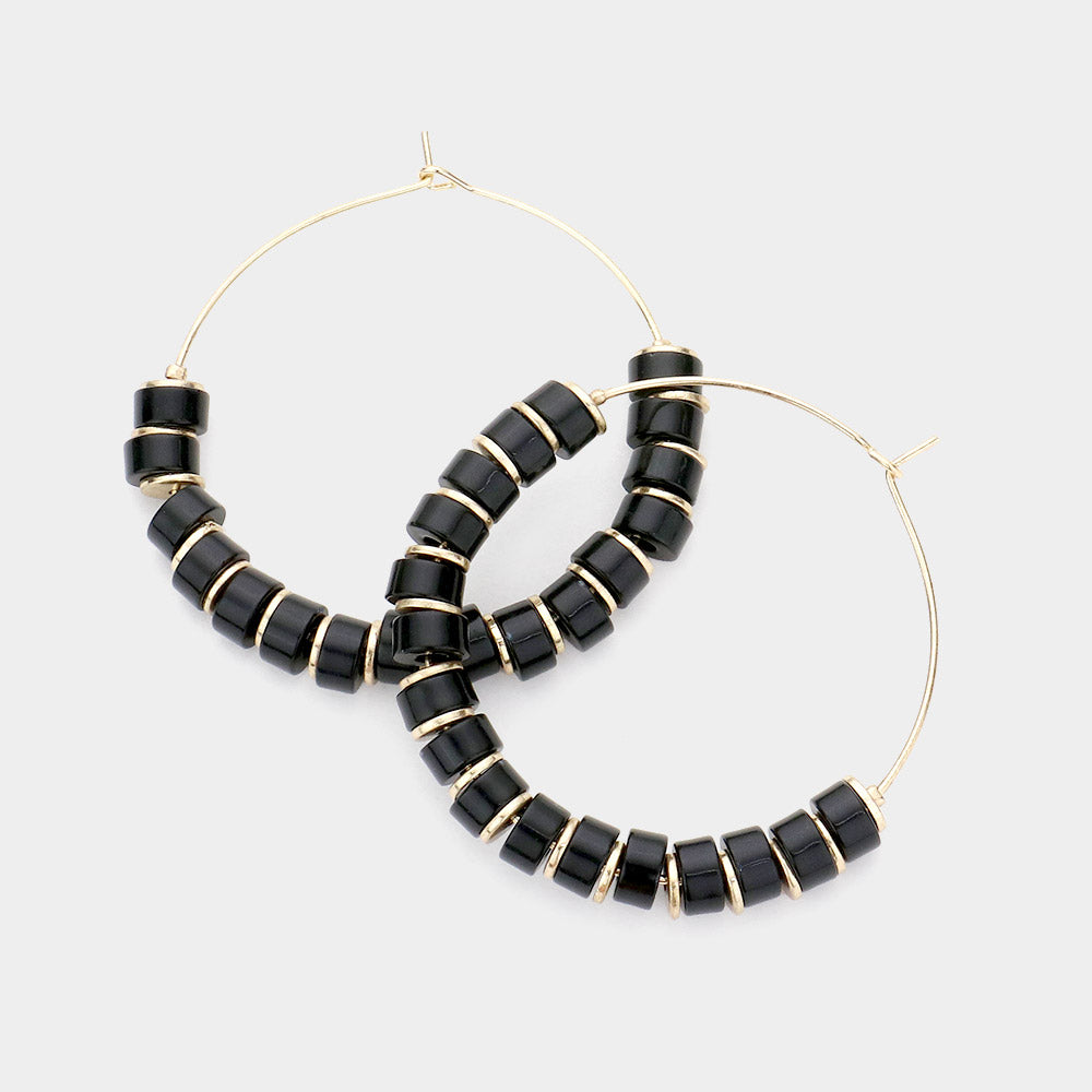 Beaded Metal Hoop Earrings