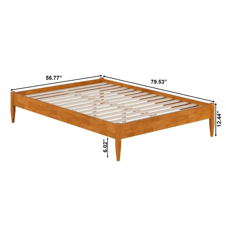 Full size Solid Hardwood Platform Bed Frame in Natural Wood Finish-4