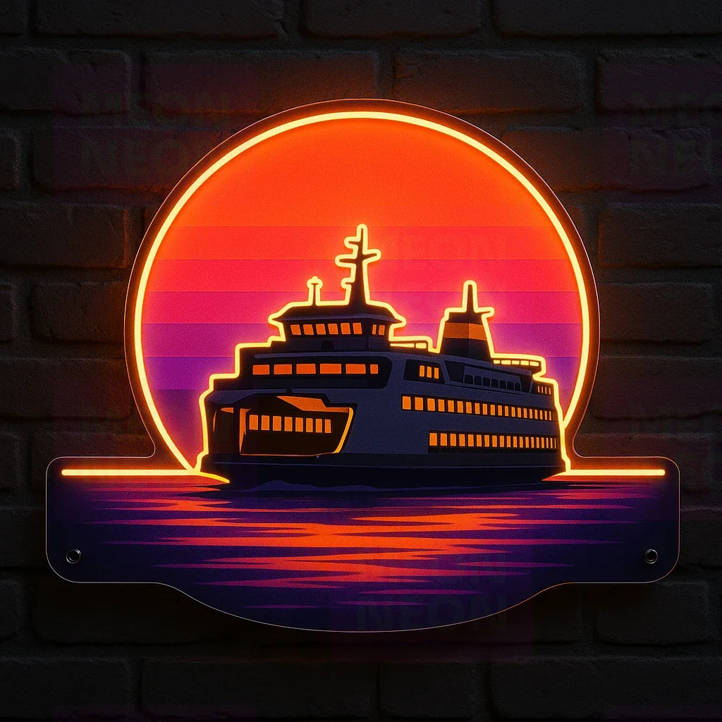 Ferry Boat Sunset LED Neon Sign