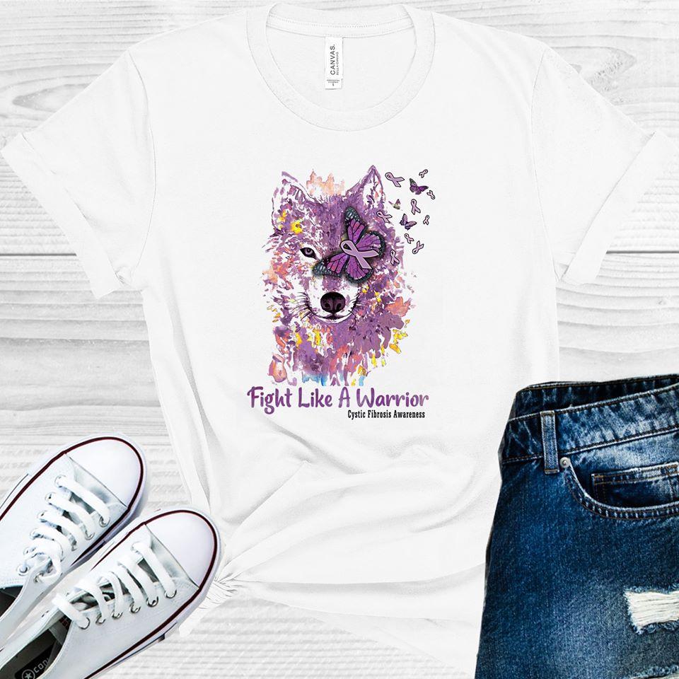Fight Like a Warrior Wolf Cystic Fibrosis Awareness Graphic Tee