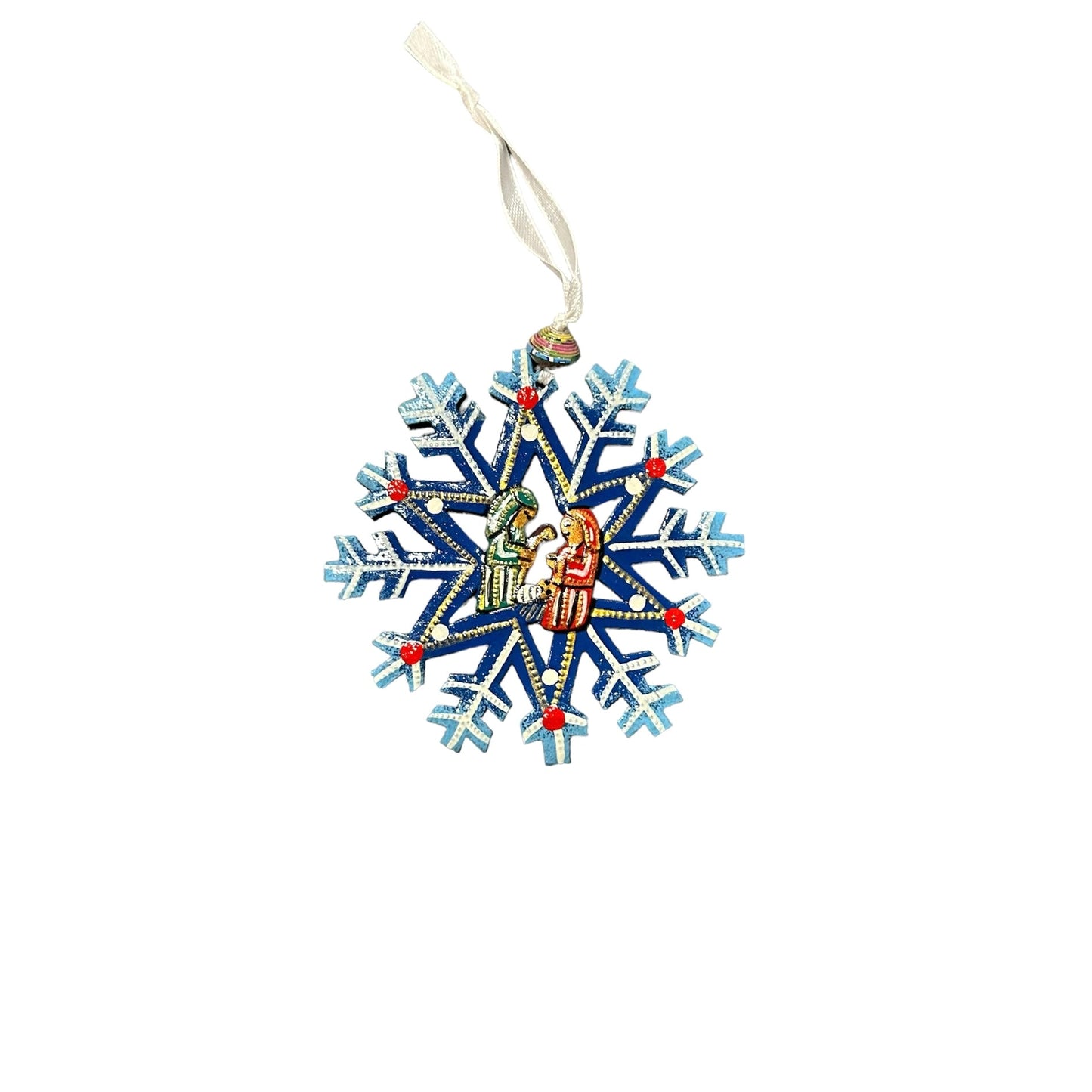 Snowflake Nativity Ornament- Blue