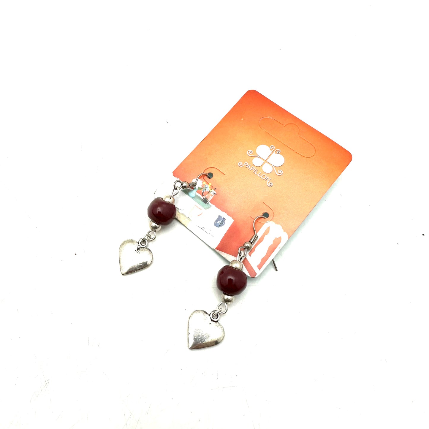 Heart Charm Earring- Dark Cranberry