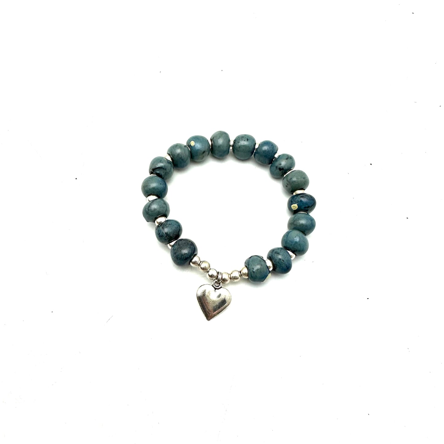 Heart Charm Bracelet- Slate Blue