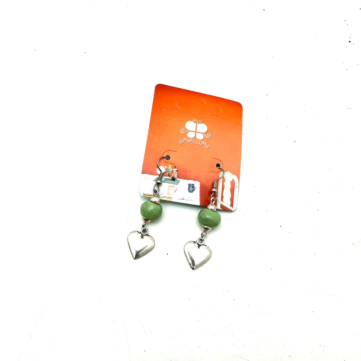 Heart Charm Earring- Mint Green