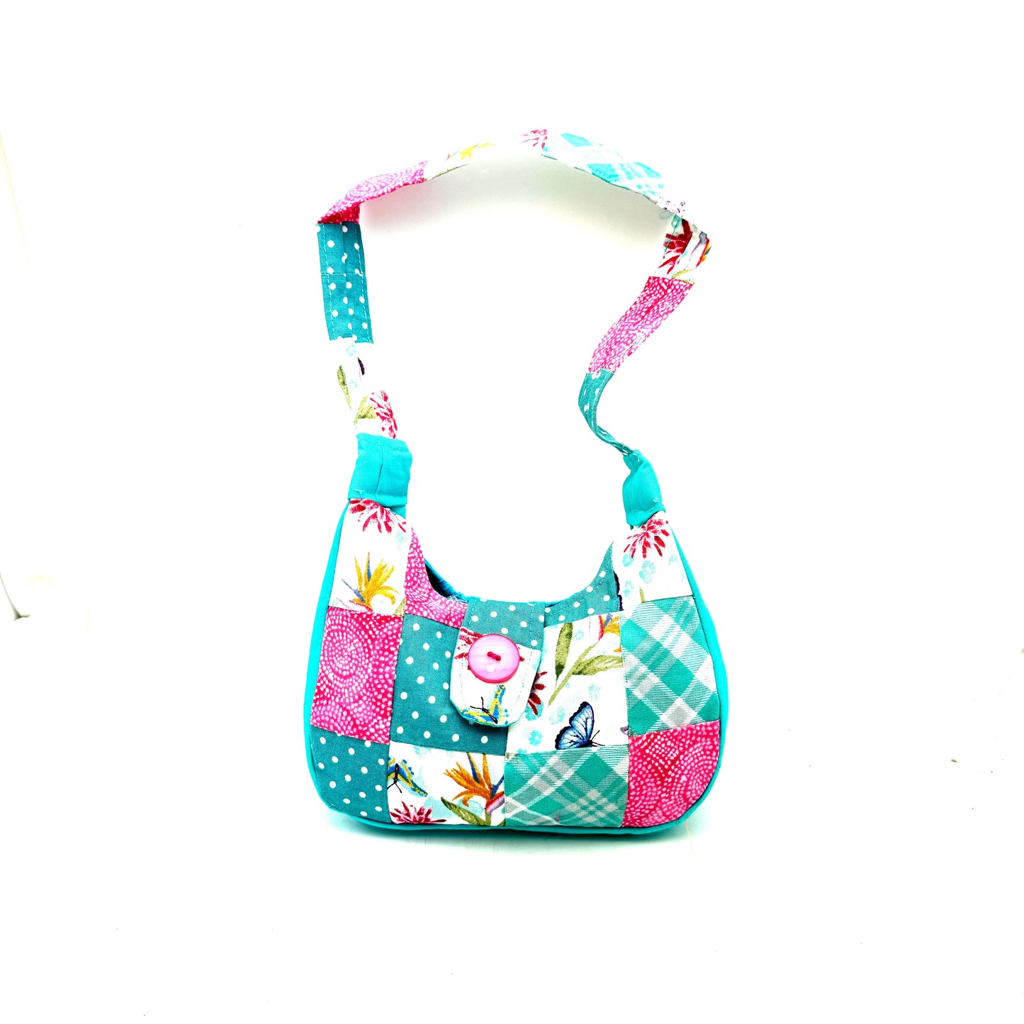 Girl's Patchwork Purse- Turquoise/Pink