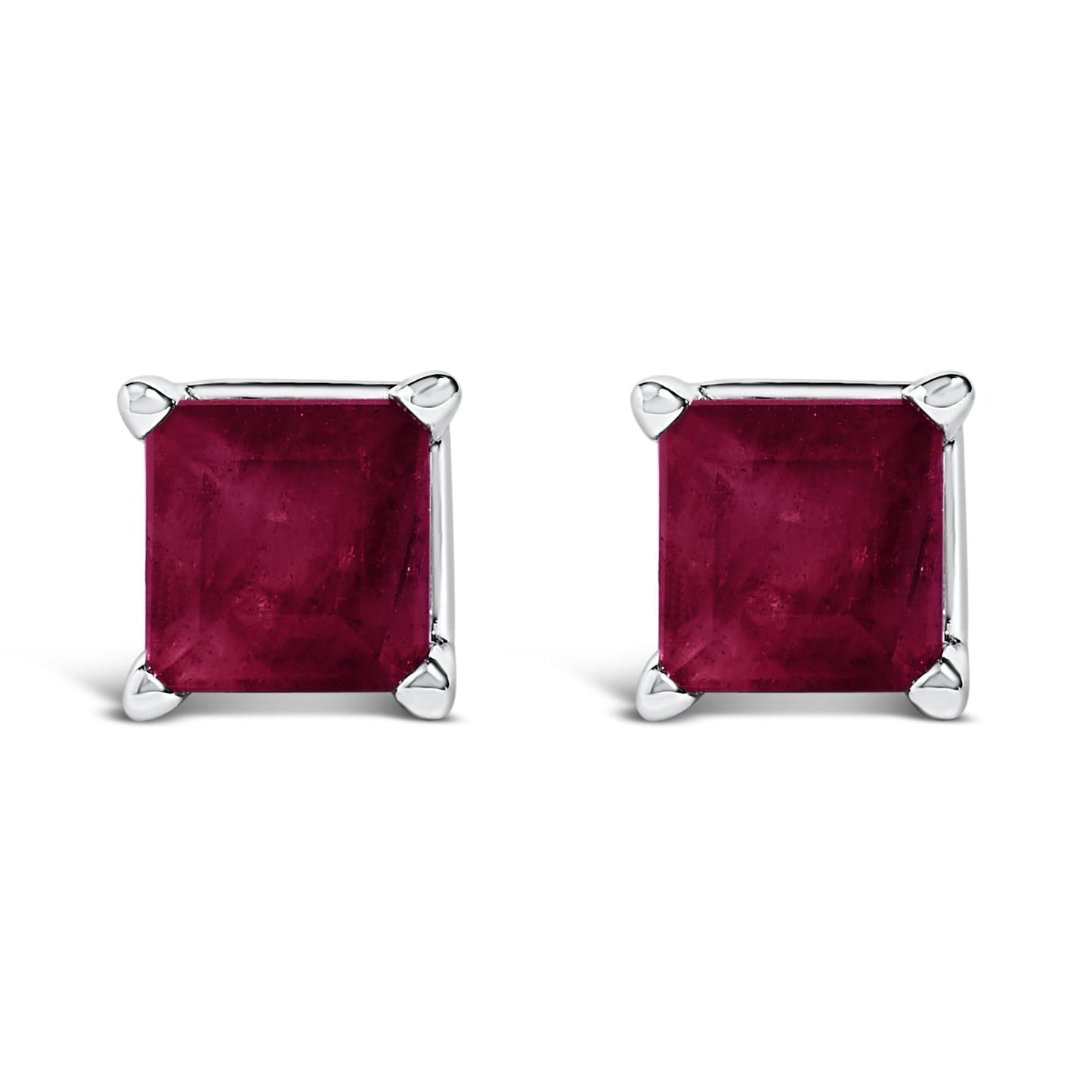 14K Gold 5x5MM Princess Cut Gemstone Solitaire Stud Earrings-9