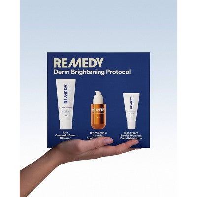Remedy Skin Brightening 3-Piece Skincare Kit with Gentle Cleanser Vitamin C Serum 2.7oz - Imperfect Box