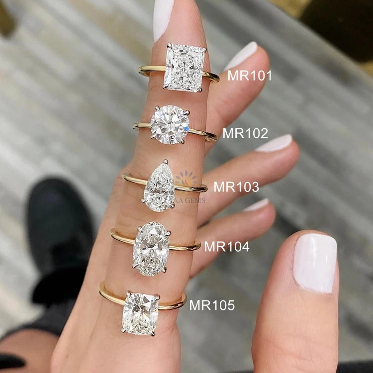Top Sales 14K Gold Engagement Solitaire Ring 3CT 4CT 5CT Oval Cushion Cut Wedding Band VVS Moissanite Ring for Women