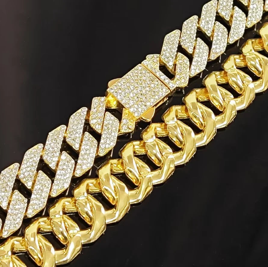 Hip Hop 24k Gold Plated Custom Cuban Link Miami Necklace