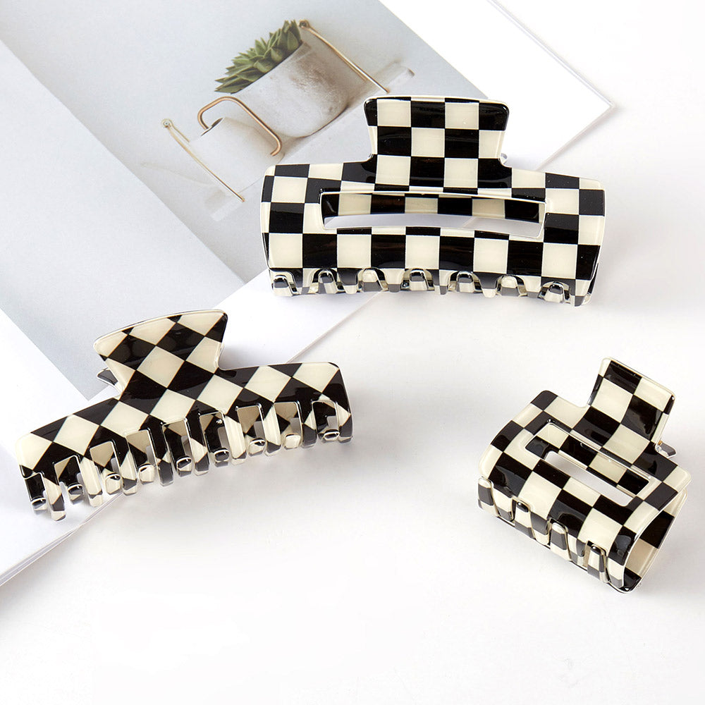 3PCS - Checkered Hair Claw Clip Set