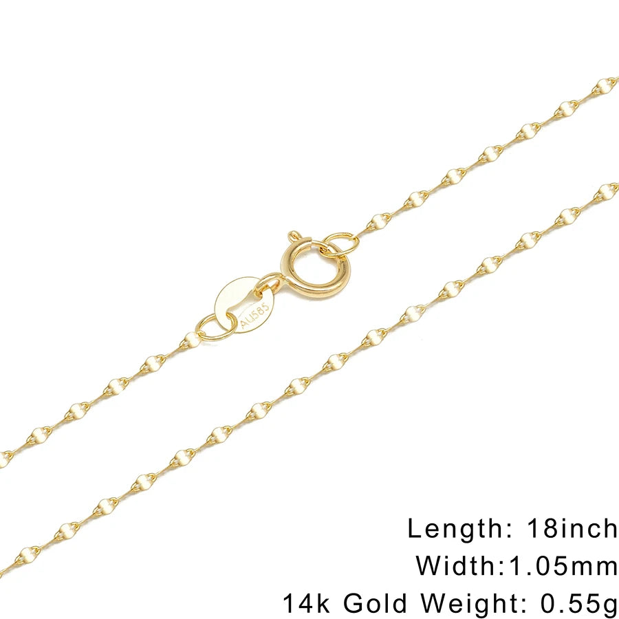 Hot Selling Fine Au585 Real Gold Necklace Solid Pure Oro 14K Gold Chain Jewelry Wholesale Paper Clip Chain Necklace