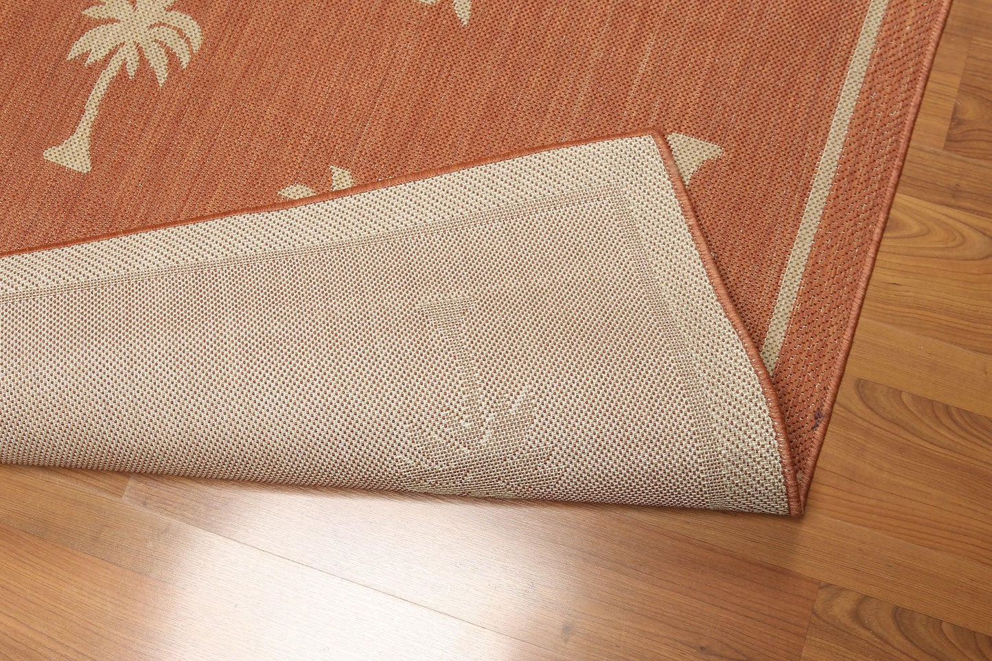 5'4"x7'8" Terracota, Beige, Multi Color Machine Made Polypropylene Indoor Outdoor Turkish Dhurry Rug-4