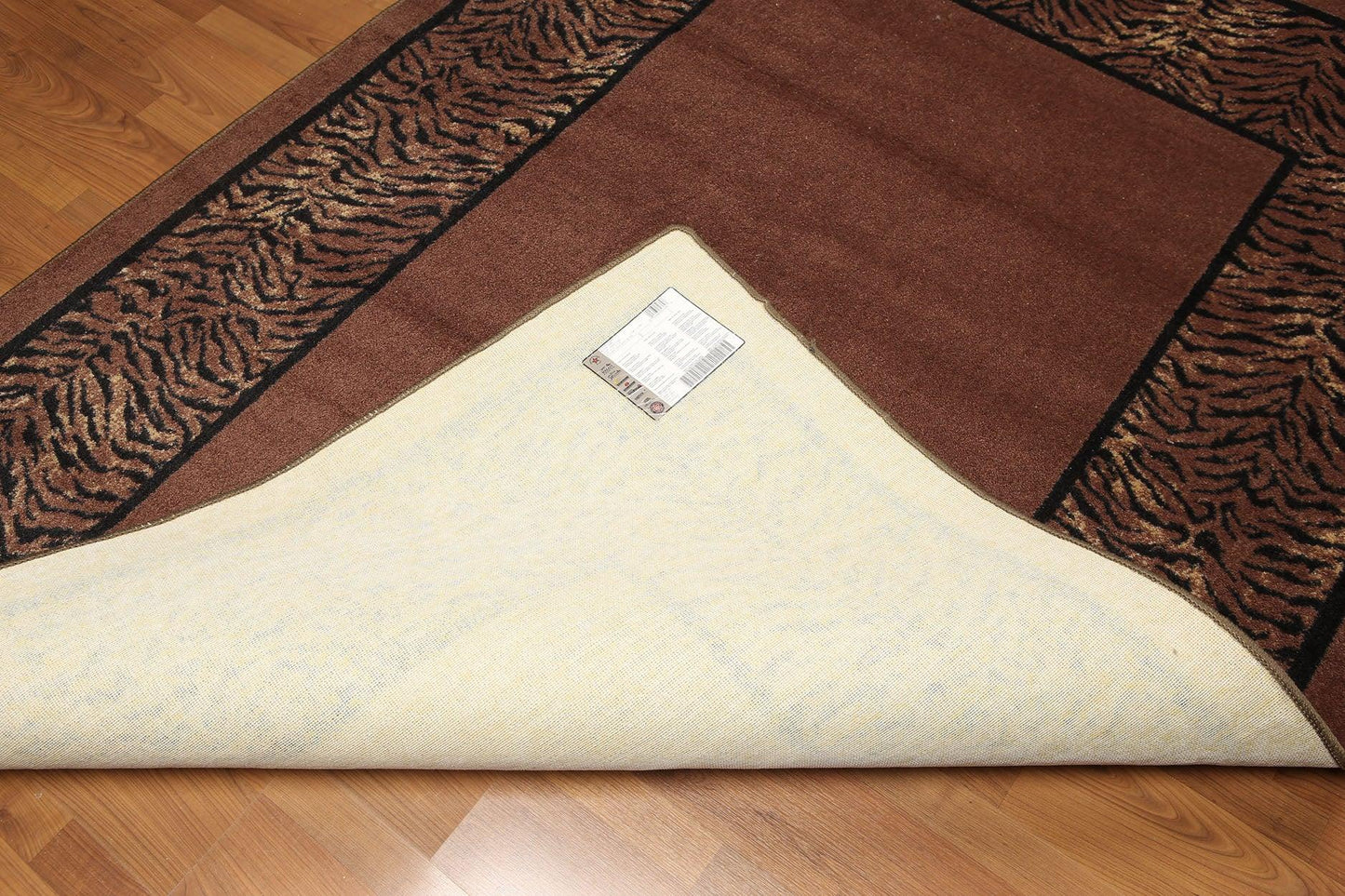 5'4"x7'8" Brown, Black Ivory, Multi Color Machine Made Polypropylene Indonesian High Density Hand Carved Effect Modern Oriental Rug-4