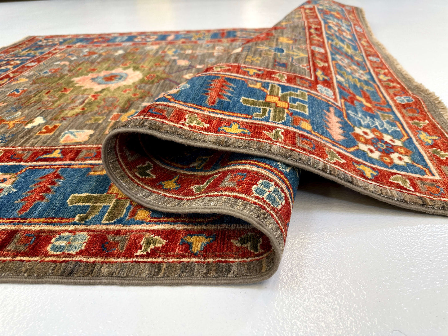 Afghan Ariyana (3'11"x5'09") brown/blue-4
