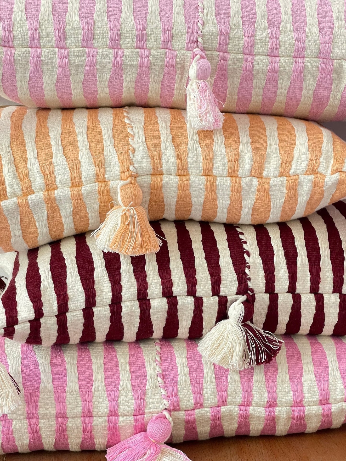 Antigua Pillow - Burgundy Stripe