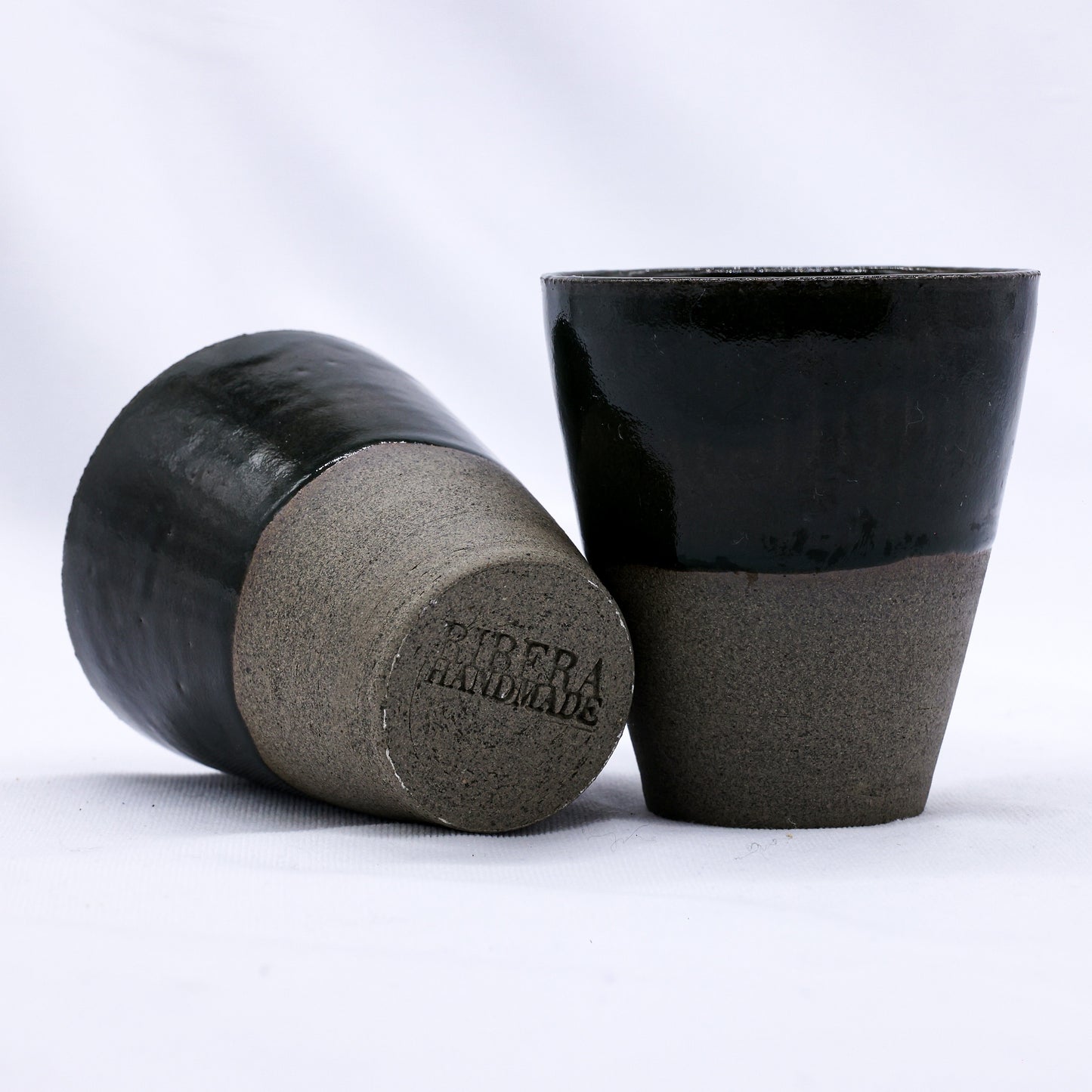 Bluverde Quadra Handmade Ceramic Smoked Grey Stoneware Tall Ceramic Cup-3