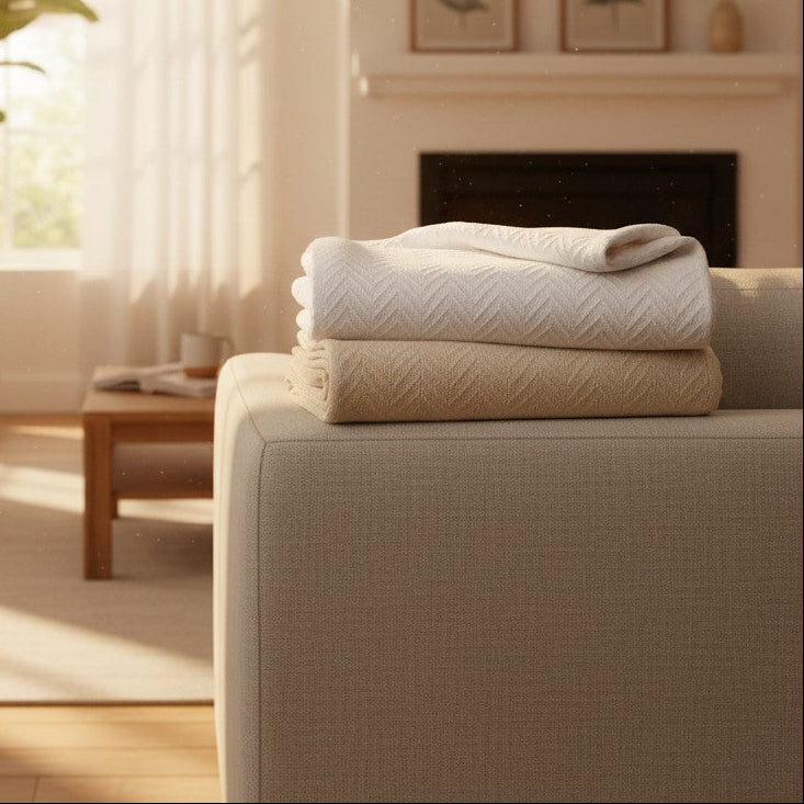 Cotton Herringbone & Honeycomb Weave All Season Blanket-9