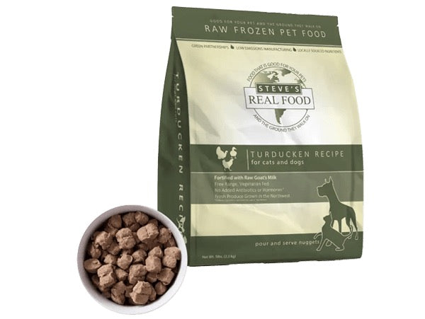 Steve's Real Food Frozen Raw Turducken Nuggets for Dogs & Cats (5lbs)
