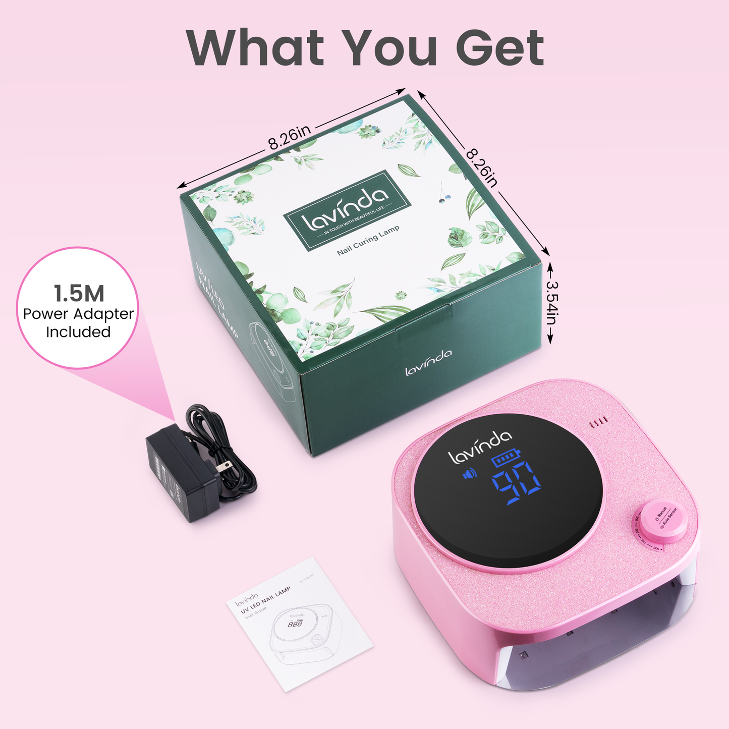 Crown™ V2 Bling Nail Lamp - Pink - 54W Rechargeable UV/LED