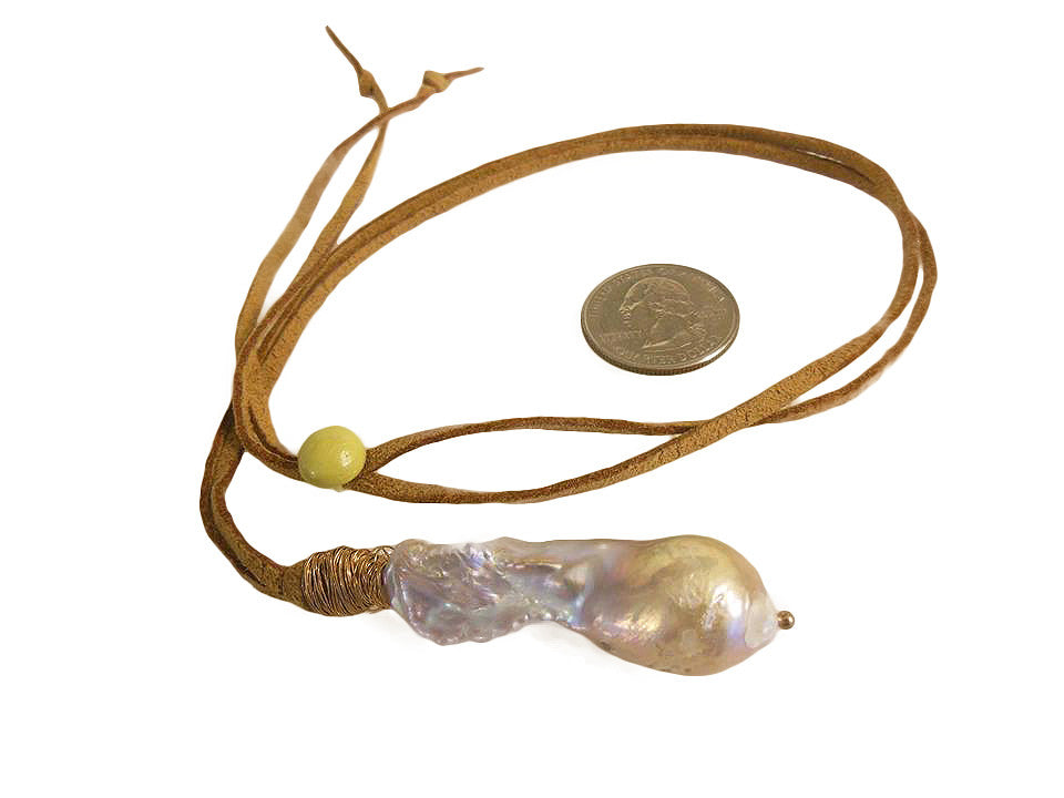 Throwaway Elegance and a Little Bit of WOW!!! Jumbo Pearl-11 on dark tan cord-0