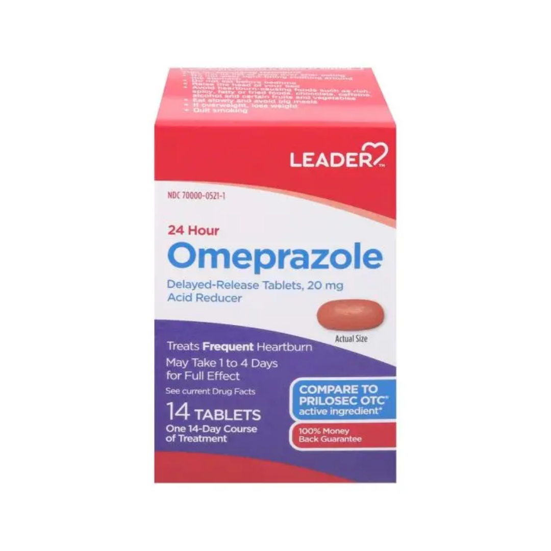 Leader Omeprazole 20 mg 24‑Hour Acid Reducer Tablets (14 count)