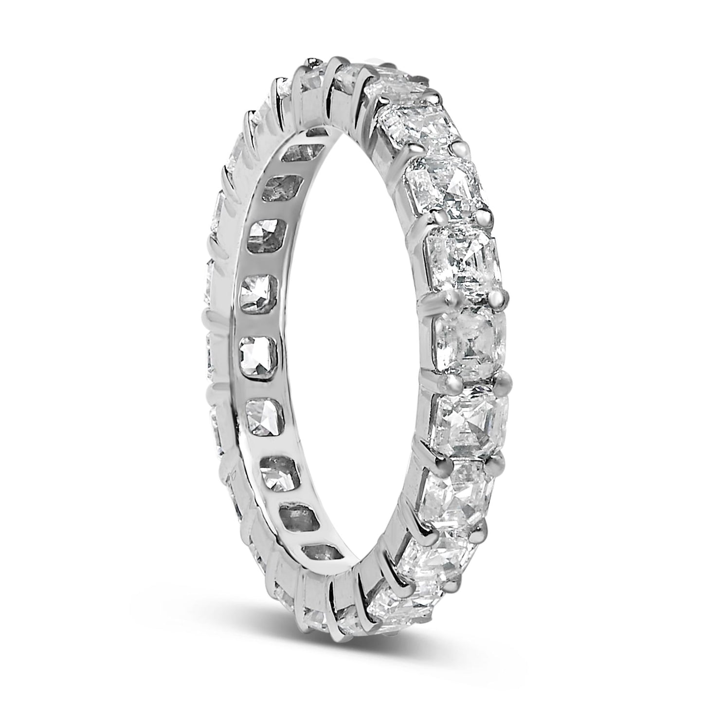 14K White Gold 2 1/3 Cttw Asscher Cut Lab Grown Diamond Eternity Band Ring (E-F Color, VS1-VS2 Clarity) - Ring Size 5.5-4