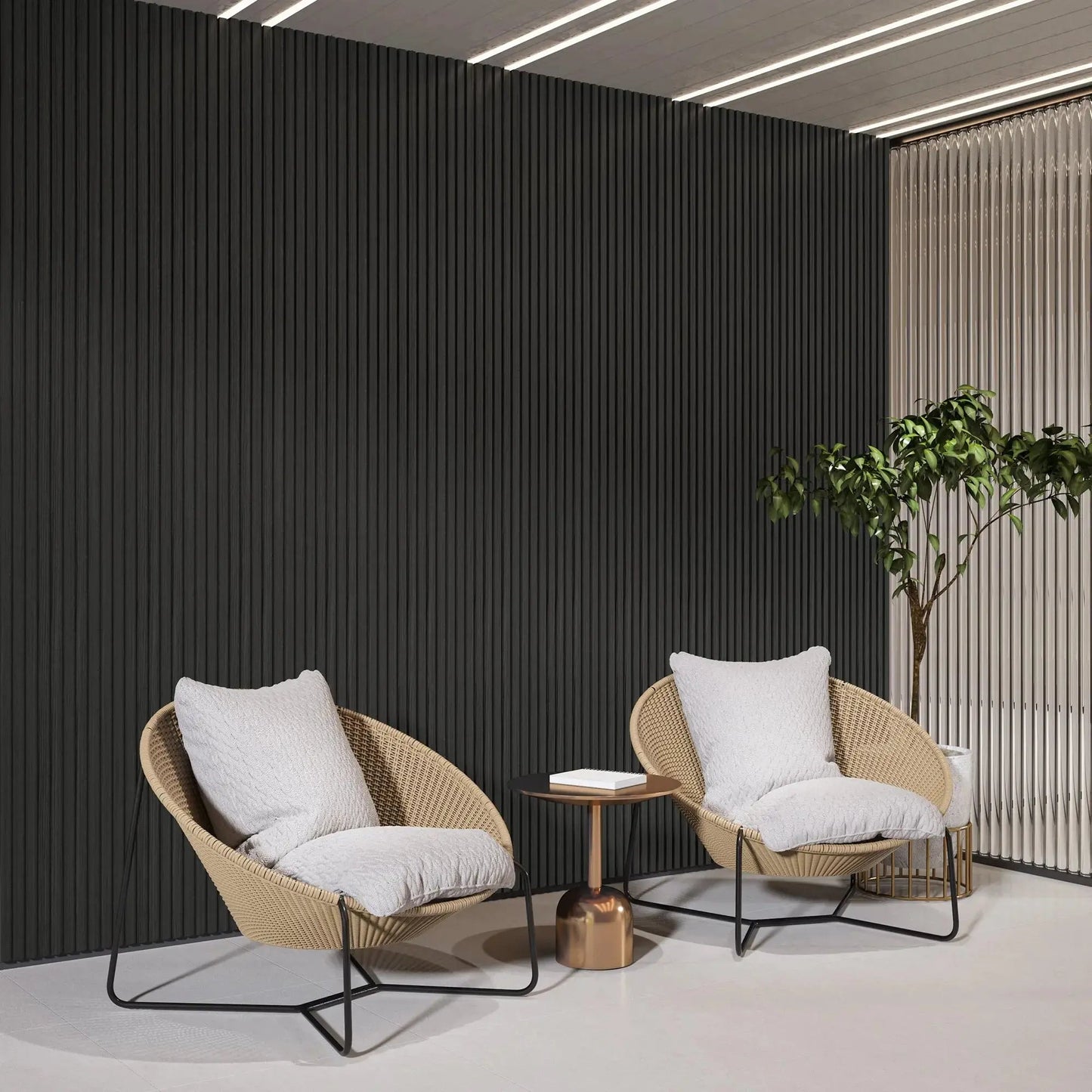 Luxury Black Acoustic Solid Wood Wall Panels ( 2 Panels Per Box)