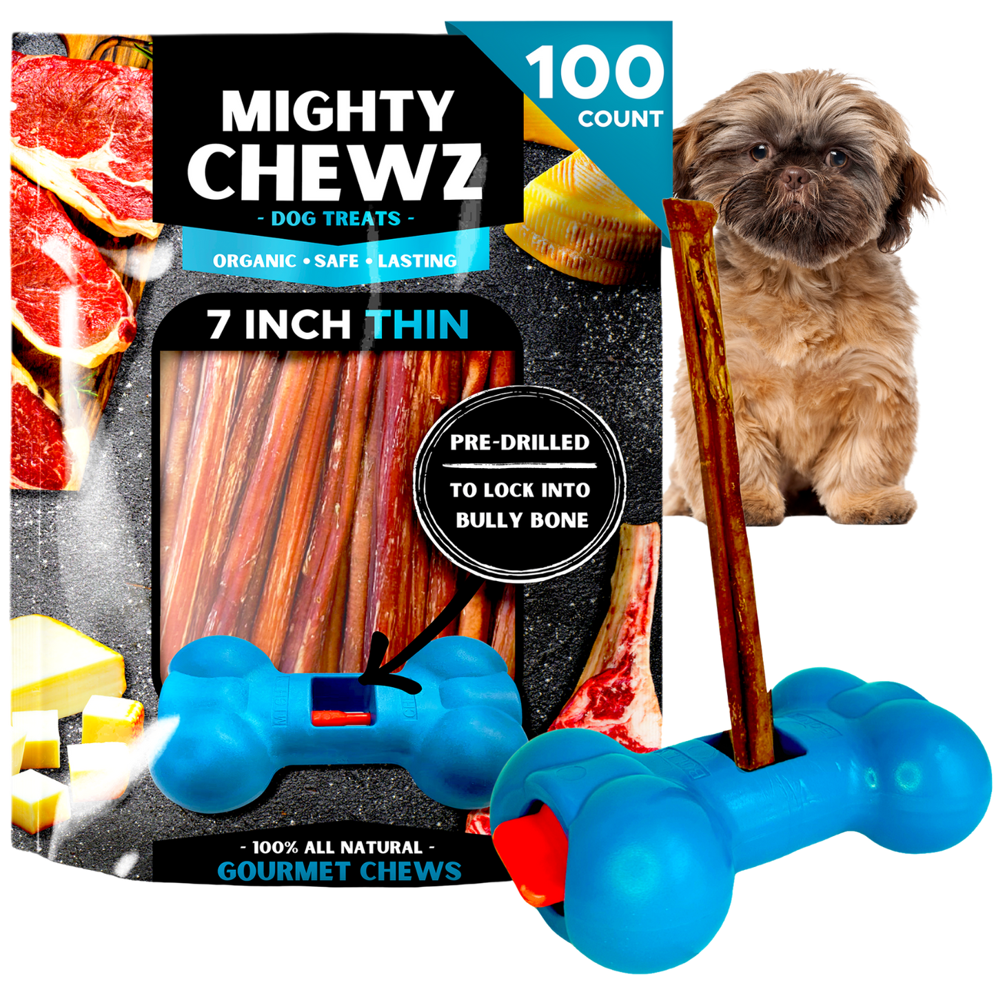 7" Thin Bully Sticks - Bully Bone Included-6