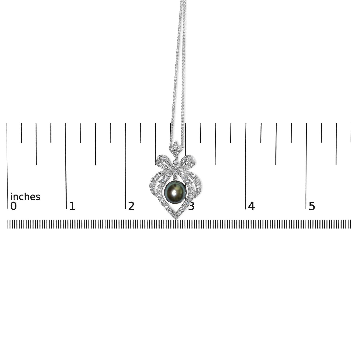 18K 3/4 Cttw Diamond and 12.5 MM Cultured Black Tahitian Pearl Heart Pendant Necklace (G-H Color, SI1-SI2 Clarity) - 18" Inches-4