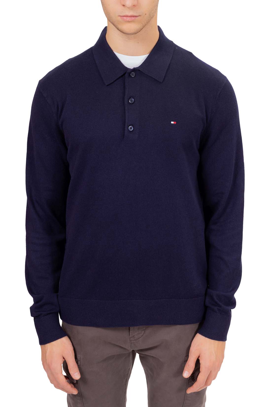 TOMMY HILFIGER - Men's cashmere blend pullover with polo collar-7