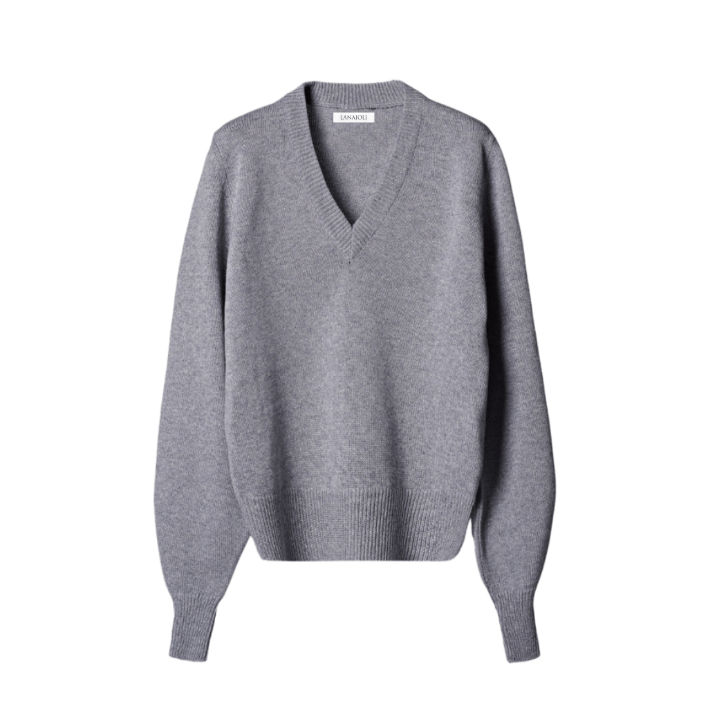 Women's V-Neck Sweater in Cashmere, Merino Wool and Silk Blend