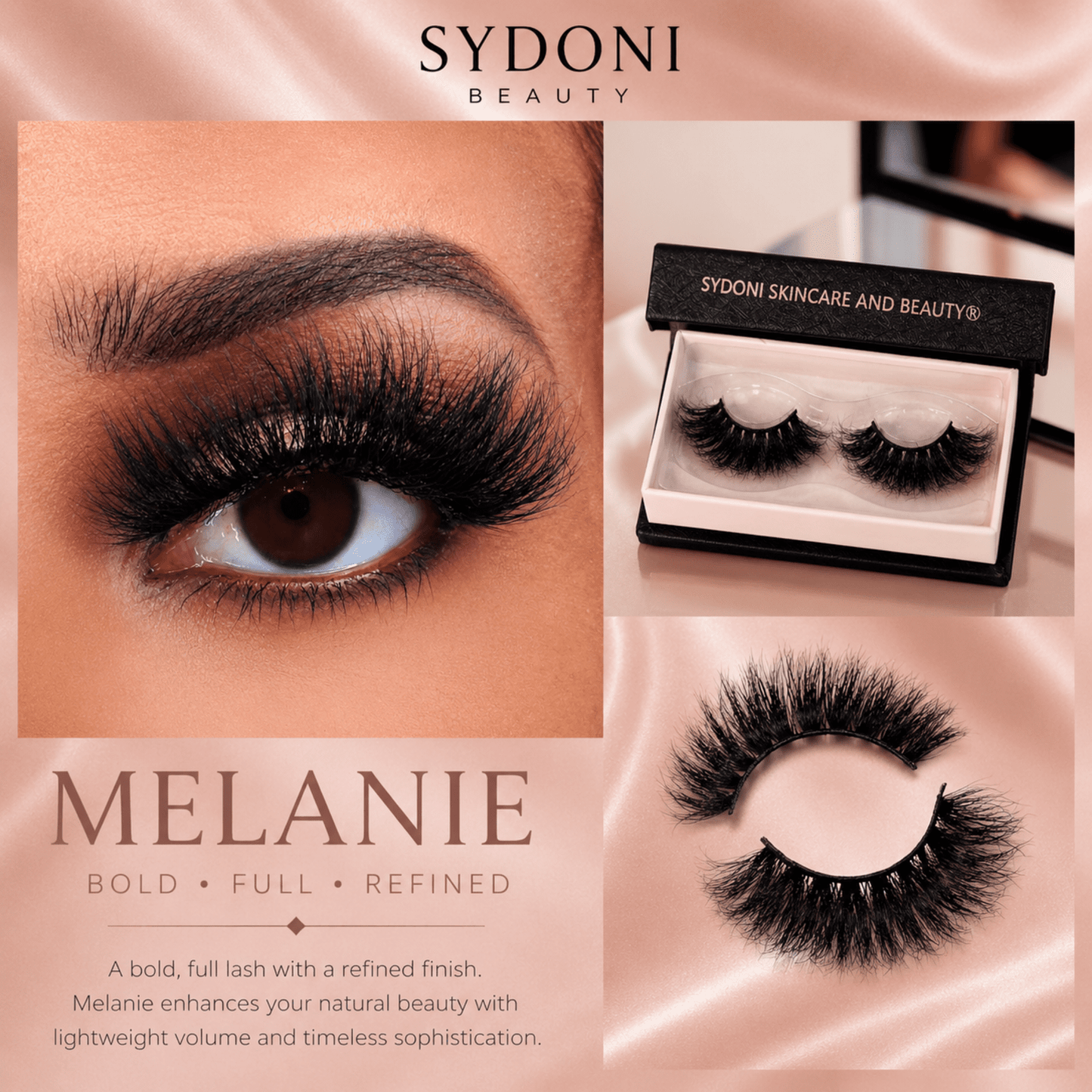 SYDONI "MELANIE" LUXURY MINK LASHES - Handcrafted Diva Glam Inspired by a Close Friend Whose Idea of Minimal Makeup is Full Glam Diva Style