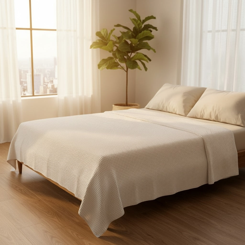 Microcheck Cotton Thermal Blanket-4