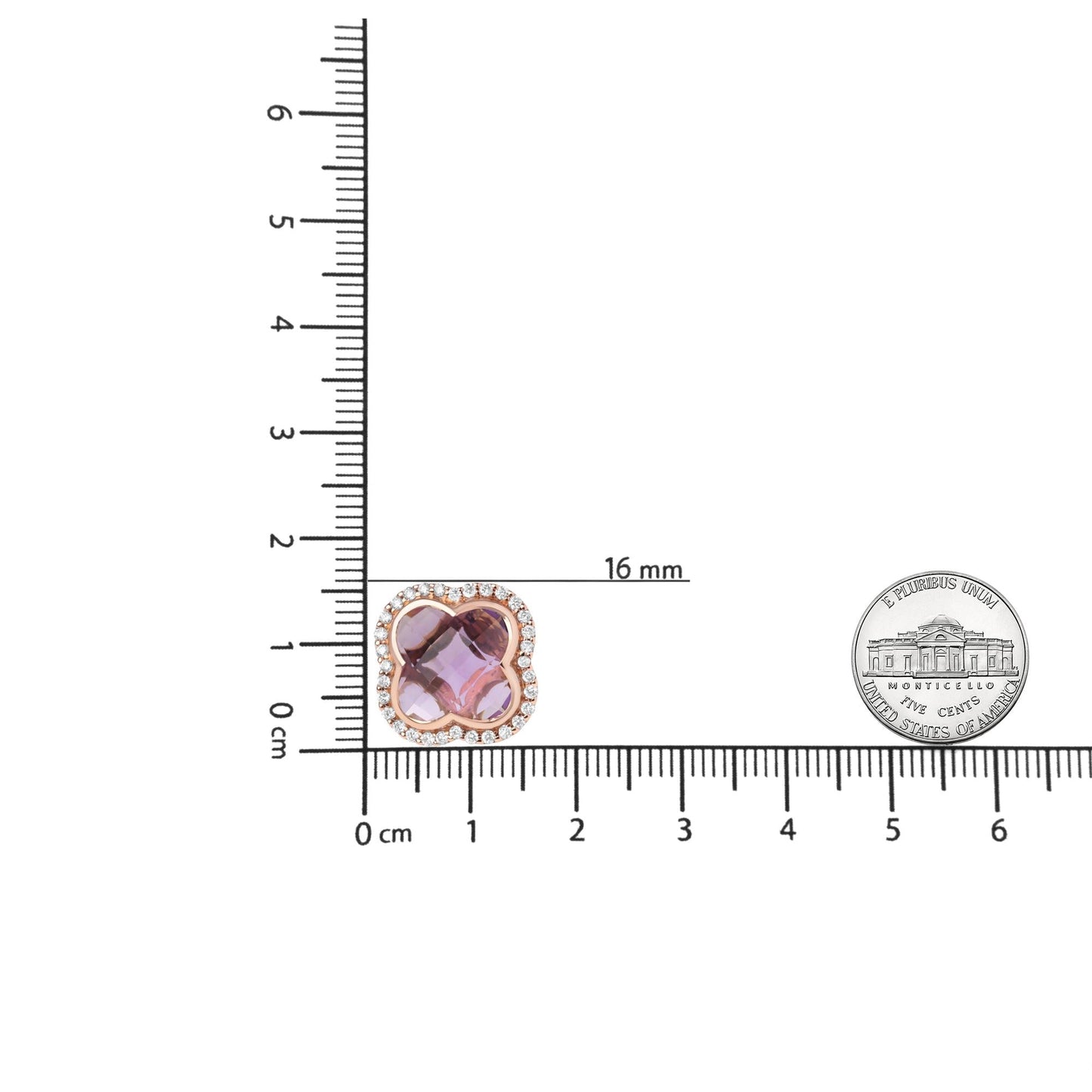18K Rose Gold 3/8 Cttw Diamond and 11x11mm Clover-Cut Purple Amethyst Gemstone Clover Halo Stud Earrings (G-H Color, SI1-SI2 Clarity)-4