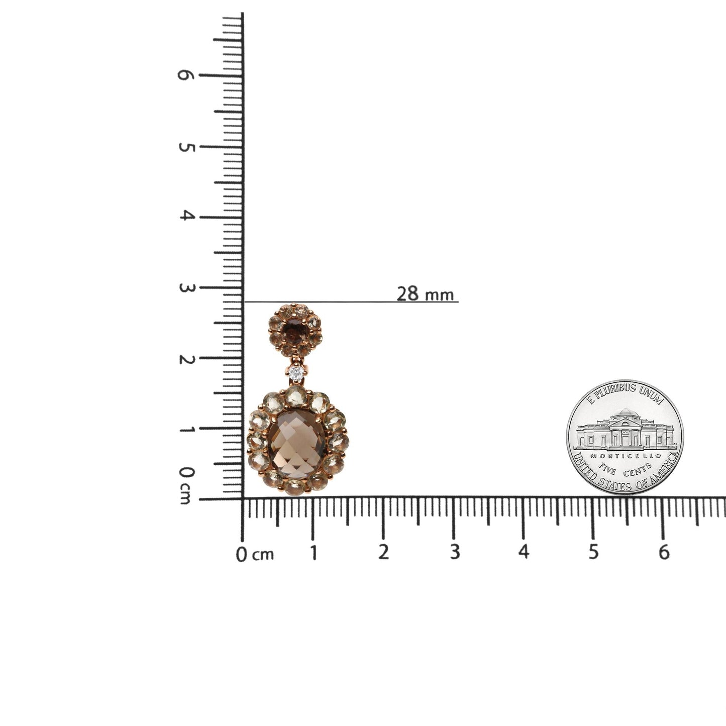 18K Rose Gold Diamond Accent and Lemon and Oval Smoky Color Quartz Gemstone Dangle Drop Earring (G-H Color, SI1-SI2 Clarity)-4