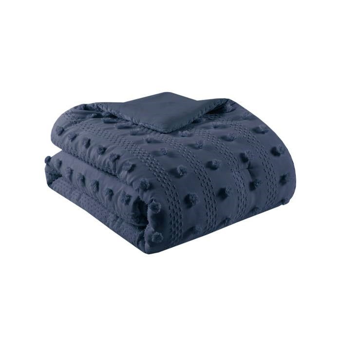 Twin/Twin XL 2 Piece Navy Pompom Microfiber Hypoallergenic Comforter Set-4