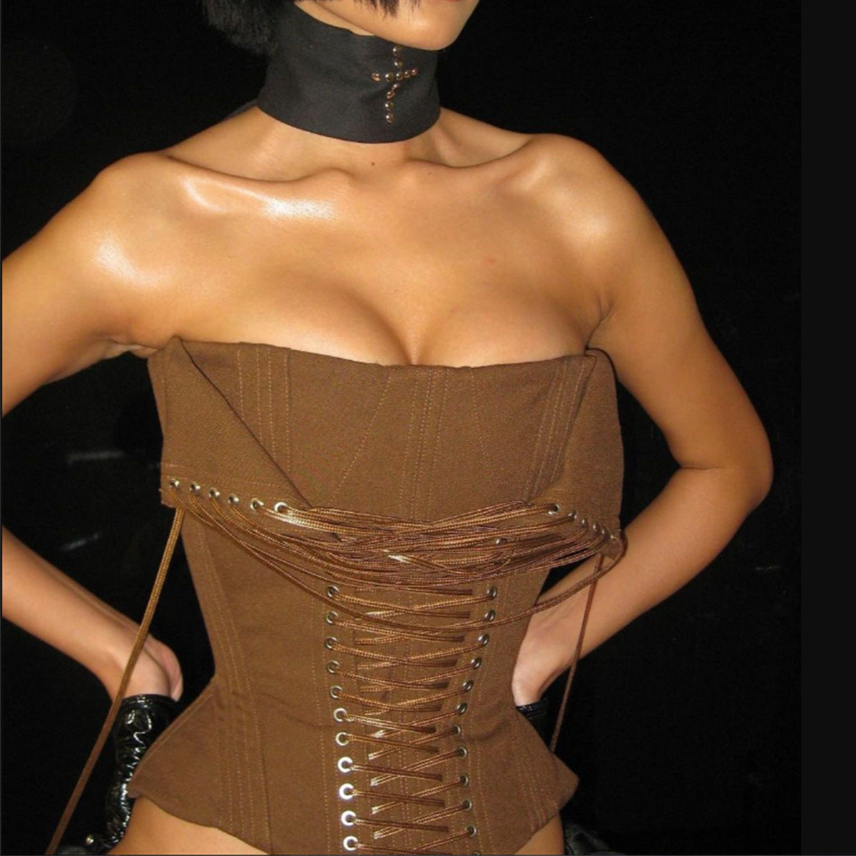 Advanced Design Boning Corset Lace Up Tube Top
